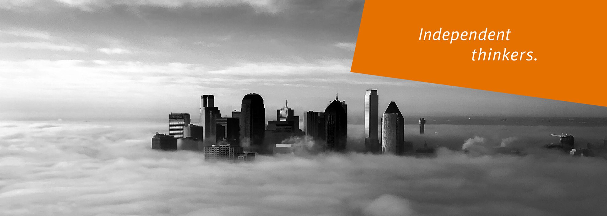 Dallas skyline in clouds